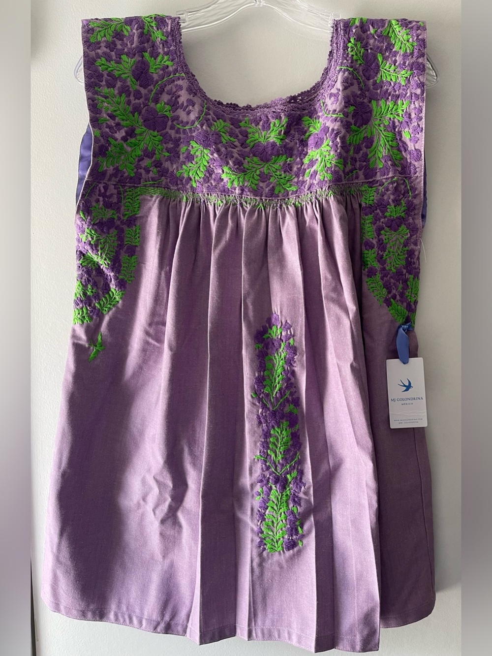 MI GOLONDRINA FLORAL EMBROIDERED TOP IN PURPLE - LADIES SIZE SMALL